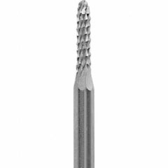 Made in USA - 3/32" Cut Diam, 0.0925" Shank Diam, Cone Head Diamond Cut Burr - Carbide, 3/8" LOC, 1-1/2" OAL - Eagle Tool & Supply