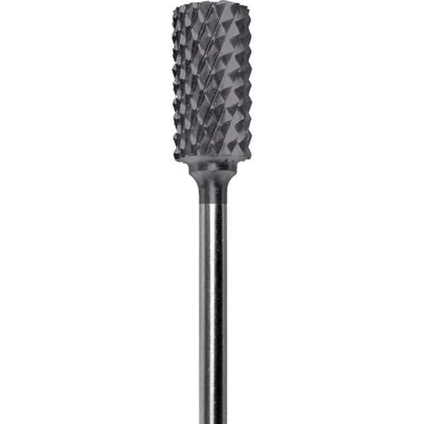 Made in USA - 1/4" Cut Diam, 0.0925" Shank Diam, Cylinder Head Diamond Cut Burr - Carbide, 1/2" LOC, 2" OAL - Eagle Tool & Supply