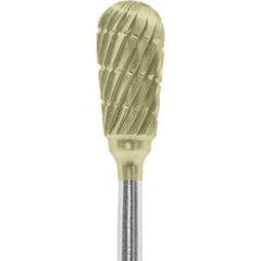 Made in USA - 1/4" Cut Diam, 0.0925" Shank Diam, Inverted Cone Head Chipbreaker Cut Burr - Carbide, 1/2" LOC, 2" OAL - Eagle Tool & Supply