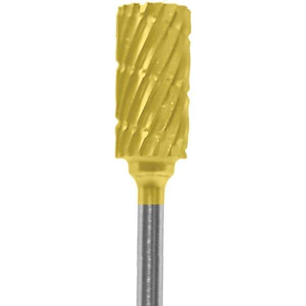 Made in USA - 1/4" Cut Diam, 0.0925" Shank Diam, Cylinder Head Chipbreaker Cut Burr - Carbide, 1/2" LOC, 2" OAL - Eagle Tool & Supply