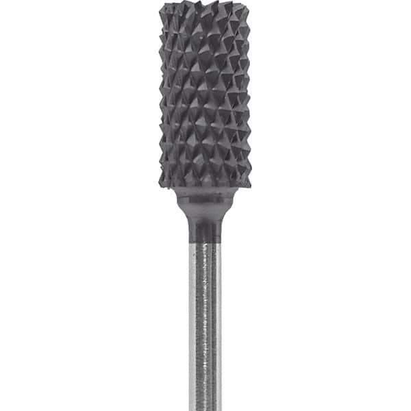 Made in USA - 1/4" Cut Diam, 0.0925" Shank Diam, Cylinder Head Diamond Cut Burr - Carbide, 1/2" LOC, 2" OAL - Eagle Tool & Supply