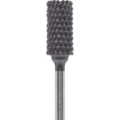 Made in USA - 1/4" Cut Diam, 0.0925" Shank Diam, Cylinder Head Diamond Cut Burr - Carbide, 1/2" LOC, 2" OAL - Eagle Tool & Supply