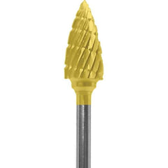 Made in USA - 1/4" Cut Diam, 0.0925" Shank Diam, Tree Head Double Cut Burr - Carbide, 1/2" LOC, 2" OAL - Eagle Tool & Supply