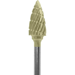 Made in USA - 1/4" Cut Diam, 0.0925" Shank Diam, Tree Head Double Cut Burr - Carbide, 1/2" LOC, 2" OAL - Eagle Tool & Supply