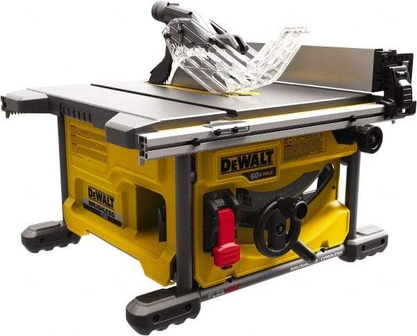 DeWALT - 8-1/4" Blade Diam, Table Saw - 5,800 RPM, 19-1/16" Table Depth x 19-1/16" Table Width, 60 Volts, 5/8" Arbor - Eagle Tool & Supply