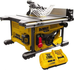 DeWALT - 8-1/4" Blade Diam, Table Saw - 5,800 RPM, 19-1/16" Table Depth x 19-1/16" Table Width, 60 Volts, 3/8" Arbor - Eagle Tool & Supply