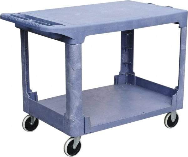 Value Collection - 500 Lb Capacity, 26" Wide x 46" Long x 33" High Shelf Cart - 2 Shelf, Plastic, 2 Rigid/2 Swivel Casters - Eagle Tool & Supply
