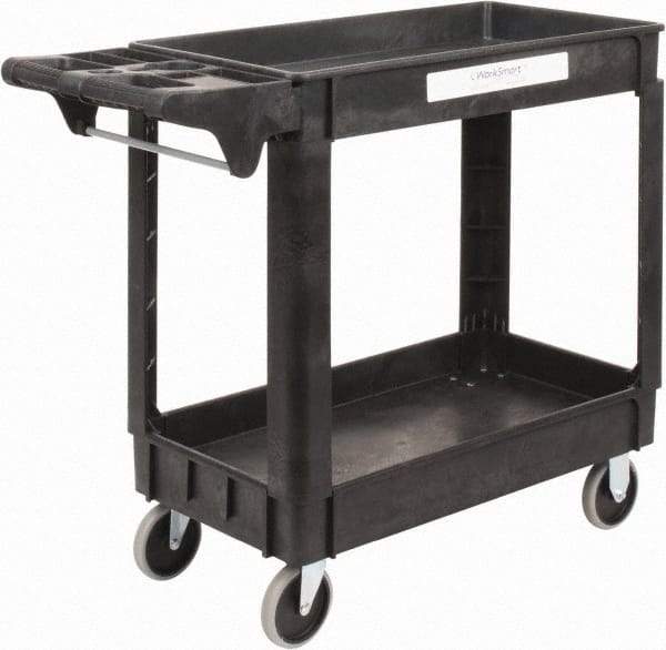 Value Collection - 500 Lb Capacity, 17" Wide x 39-3/4" Long x 33-1/4" High Shelf Cart - 2 Shelf, Plastic, 2 Rigid/2 Swivel Casters - Eagle Tool & Supply