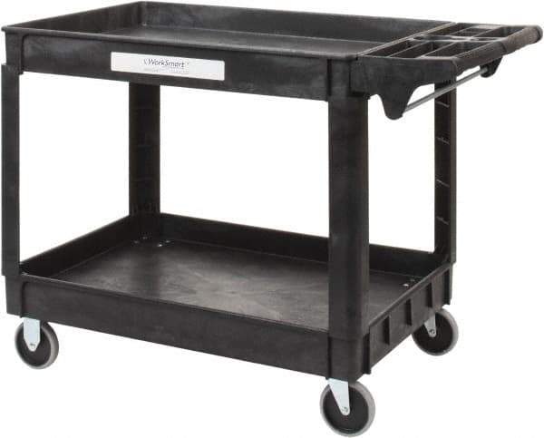 Value Collection - 500 Lb Capacity, 25-1/2" Wide x 46" Long x 33-1/4" High Shelf Cart - 2 Shelf, Plastic, 2 Rigid/2 Swivel Casters - Eagle Tool & Supply