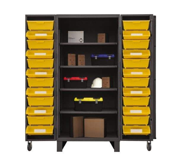 Durham - 4 Shelf 24 Bin Storage Cabinet - Steel, 36" Wide x 36" Deep x 78" High, Gray - Eagle Tool & Supply