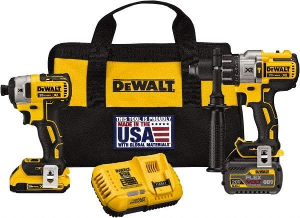 DeWALT - 20 Volt Cordless Tool Combination Kit - Includes 1/2" Brushless Hammerdrill & 1/4" Brushless Compact Impact Driver, Lithium-Ion Battery Included - Eagle Tool & Supply