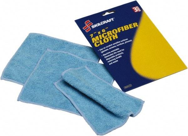 Ability One - Reusable Microfiber Wipes - 6" x 7" Sheet Size, Blue - Eagle Tool & Supply