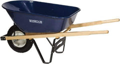 SEYMOUR-MIDWEST - 6 Cu Ft Capacity Wheelbarrow with 8" Pneumatic Wheel - Wood Handle, 59-3/4" Long x 25" Wide x 13-1/4" High, Blue - Eagle Tool & Supply