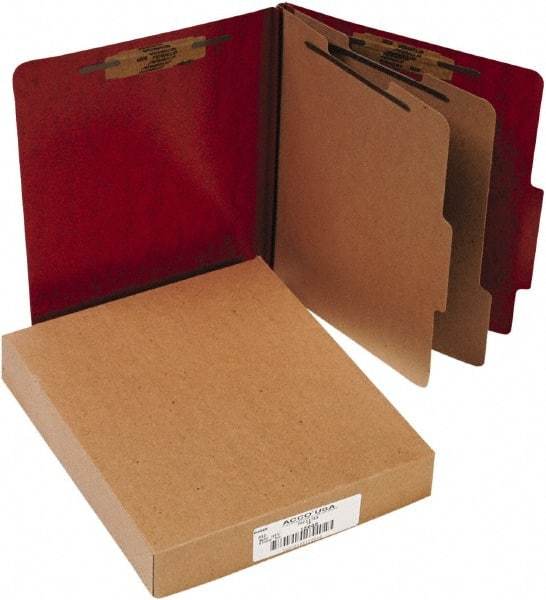 ACCO - 11 x 8 1/2", Letter Size, Red, File Folders with Top Tab - Right of Center Tab Cut Location - Eagle Tool & Supply