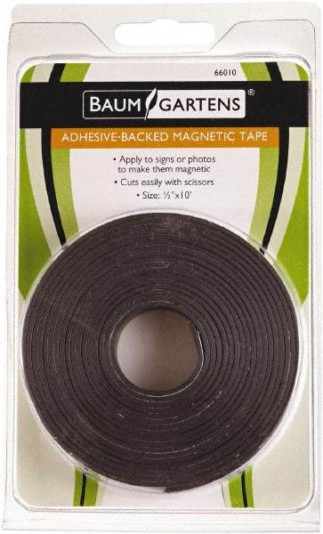 Baum/Gartens - 120" Long x 1/2" Wide x 1/8" Thick Flexible Magnetic Strip - Adhesive Back, Black - Eagle Tool & Supply