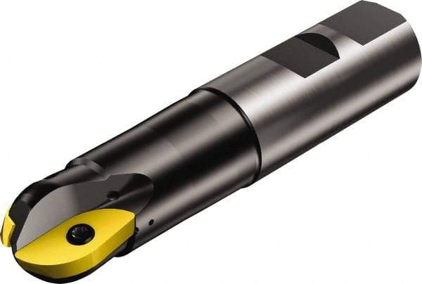 Sandvik Coromant - 3/4" Cut Diam, 16.9926mm Max Depth of Cut, 1" Shank Diam, 108.74mm OAL, Indexable Ball Nose End Mill - 33mm Head Length, Weldon Flat Shank, RA216..Mxx Toolholder, RA216-19T3 Insert - Eagle Tool & Supply