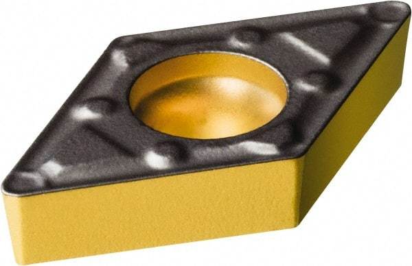 Sandvik Coromant - DCMX21.51 WF Grade 1515 Carbide Turning Insert - TiCN/AI2O3/TiN Finish, 55° Diamond, 1/4" Inscr Circle, 3/32" Thick, 1/64" Corner Radius - Eagle Tool & Supply