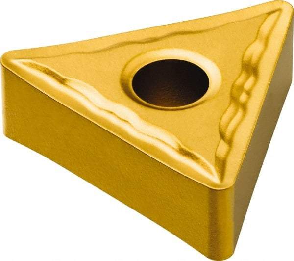 Sandvik Coromant - TNMG431 MF Grade 235 Carbide Turning Insert - TiCN/TiN Finish, 60° Triangle, 1/2" Inscr Circle, 3/16" Thick, 1/64" Corner Radius - Eagle Tool & Supply