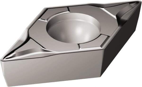 Sandvik Coromant - DCMT21.51 MF Grade 1105 Carbide Turning Insert - TiAlN2 Finish, 55° Diamond, 1/4" Inscr Circle, 3/32" Thick, 1/64" Corner Radius - Eagle Tool & Supply