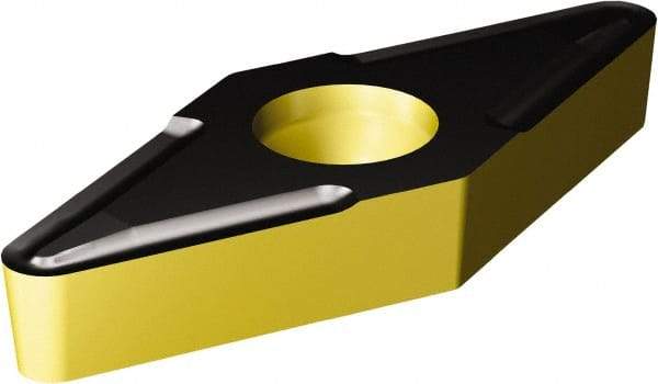 Sandvik Coromant - VBMT21.5 UF Grade 4335 Carbide Turning Insert - TiCN/AI2O3/TiN Finish, 35° Diamond, 1/4" Inscr Circle, 3/32" Thick, 0.2mm Corner Radius - Eagle Tool & Supply