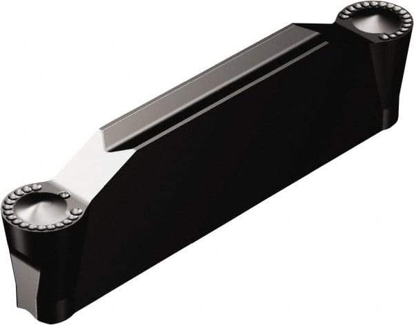 Sandvik Coromant - J2N123x2 RM 1/4" Cutting Width Carbide Grooving Insert - 22mm Max Depth of Cut, Neutral, 1/8" Corner Radius, TiCN/Al2O3 Finish - Eagle Tool & Supply