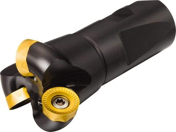 Sandvik Coromant - 2 Inserts, 5/8" Cut Diam, 1" Arbor Diam, 4.7498mm Max Depth of Cut, Indexable Square-Shoulder Face Mill - 0° Lead Angle, 132mm High, RCKT 09 T3 00 Insert Compatibility, Series CoroMill 200 - Eagle Tool & Supply