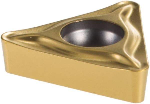 Sandvik Coromant - TCMT21.52 UM Grade 1525 Carbide Turning Insert - TiCN/TiN Finish, 60° Triangle, 1/4" Inscr Circle, 3/32" Thick, 1/32" Corner Radius - Eagle Tool & Supply