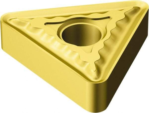 Sandvik Coromant - TNMG333 QM Grade 2025 Carbide Turning Insert - TiCN/AI2O3/TiN Finish, 60° Triangle, 3/8" Inscr Circle, 3/16" Thick, 3/64" Corner Radius - Eagle Tool & Supply