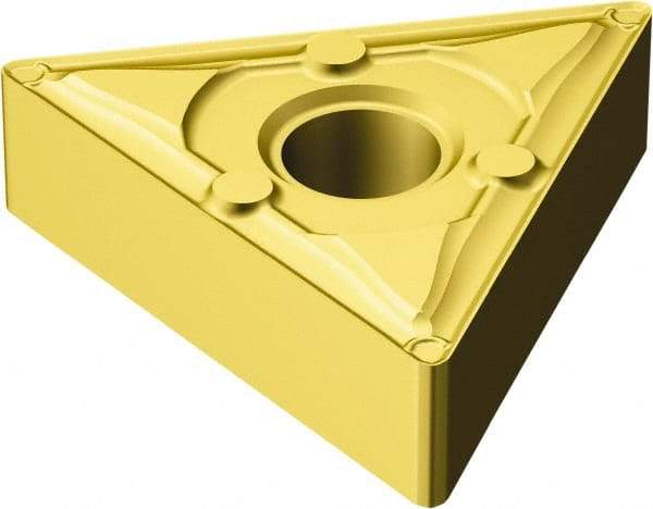 Sandvik Coromant - TNMX331 WF Grade 1525 Carbide Turning Insert - TiCN/TiN Finish, 60° Triangle, 3/8" Inscr Circle, 3/16" Thick, 1/64" Corner Radius - Eagle Tool & Supply