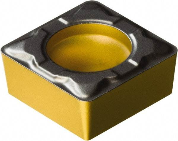 Sandvik Coromant - SCMT32.51 PF Grade 4325 Carbide Turning Insert - TiCN/AI2O3/TiN Finish, 90° Square, 3/8" Inscr Circle, 5/32" Thick, 1/64" Corner Radius - Eagle Tool & Supply