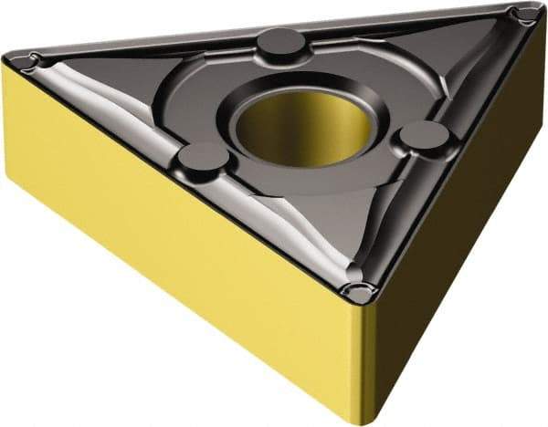 Sandvik Coromant - TNMX331 WF Grade 4325 Carbide Turning Insert - TiCN/Al2O3/TiN Finish, 60° Triangle, 3/8" Inscr Circle, 3/16" Thick, 1/64" Corner Radius - Eagle Tool & Supply