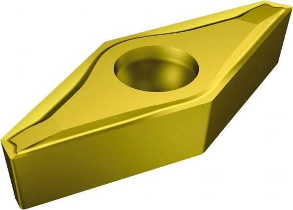 Sandvik Coromant - VCEX2200 F Grade 1020 Carbide Turning Insert - TiAlN/TiN Finish, 35° Diamond, 3/8" Inscr Circle, 1/8" Thick, 0mm Corner Radius - Eagle Tool & Supply