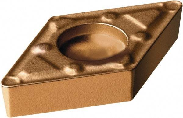 Sandvik Coromant - DCMX32.51 WF Grade 1115 Carbide Turning Insert - TiAlN/AlCr2O3 Finish, 55° Diamond, 3/8" Inscr Circle, 5/32" Thick, 1/64" Corner Radius - Eagle Tool & Supply