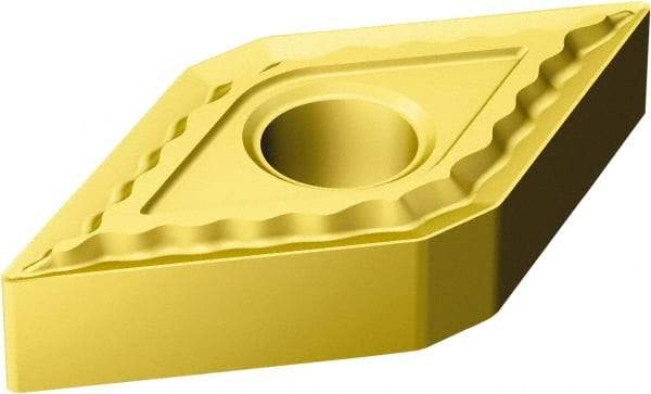 Sandvik Coromant - DNMG443 QM Grade S05F Carbide Turning Insert - TiCN/Al2O3/TiN Finish, 55° Diamond, 1/2" Inscr Circle, 1/4" Thick, 3/64" Corner Radius - Eagle Tool & Supply