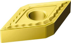 Sandvik Coromant - DNMG443 QM Grade S05F Carbide Turning Insert - TiCN/Al2O3/TiN Finish, 55° Diamond, 1/2" Inscr Circle, 1/4" Thick, 3/64" Corner Radius - Eagle Tool & Supply