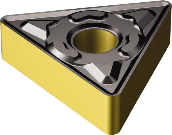 Sandvik Coromant - TNMG432 KM Grade 3210 Carbide Turning Insert - TiCN/Al2O3/TiN Finish, 60° Triangle, 1/2" Inscr Circle, 3/16" Thick, 1/32" Corner Radius - Eagle Tool & Supply