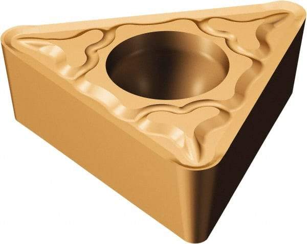 Sandvik Coromant - TCMT222 MM Grade 1125 Carbide Turning Insert - TiAlN/AlCr2O3 Finish, 60° Triangle, 1/4" Inscr Circle, 1/8" Thick, 1/32" Corner Radius - Eagle Tool & Supply