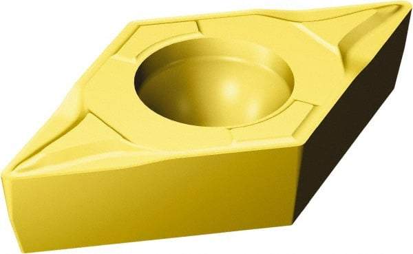 Sandvik Coromant - DCMT32.51 MF Grade 2025 Carbide Turning Insert - TiCN/AI2O3/TiN Finish, 55° Diamond, 3/8" Inscr Circle, 5/32" Thick, 1/64" Corner Radius - Eagle Tool & Supply