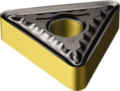 Sandvik Coromant - TNMG332 QM Grade 2025 Carbide Turning Insert - TiCN/Al2O3/TiN Finish, 60° Triangle, 3/8" Inscr Circle, 3/16" Thick, 1/32" Corner Radius - Eagle Tool & Supply