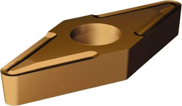 Sandvik Coromant - VBMT21.51 UF Grade 1125 Carbide Turning Insert - TiAlN/AlCr2O3 Finish, 35° Diamond, 1/4" Inscr Circle, 3/32" Thick, 1/64" Corner Radius - Eagle Tool & Supply