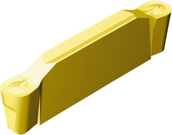 Sandvik Coromant - E2N123x2 RO 2.39mm Cutting Width Carbide Grooving Insert - 19mm Max Depth of Cut, Neutral, 1.2mm Corner Radius, TiAlN/TiN Finish - Eagle Tool & Supply