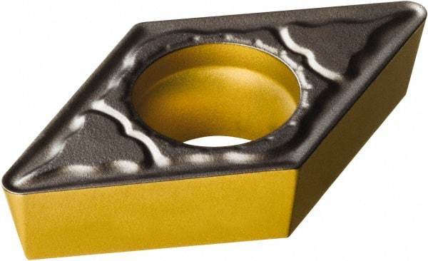 Sandvik Coromant - DPMT32.51 PM Grade 4325 Carbide Turning Insert - TiCN/AI2O3/TiN Finish, 55° Diamond, 3/8" Inscr Circle, 5/32" Thick, 1/64" Corner Radius - Eagle Tool & Supply