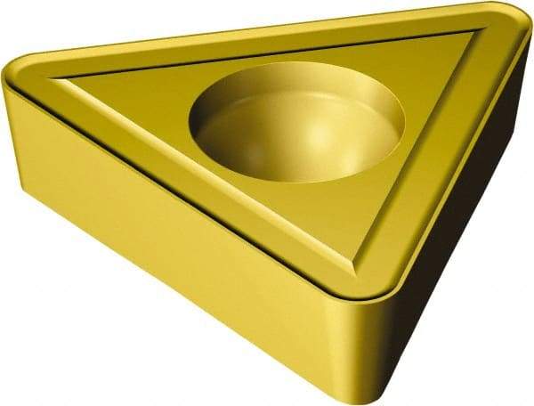 Sandvik Coromant - TCMT21.52 UR Grade 235 Carbide Turning Insert - TiCN/TiN Finish, 60° Triangle, 1/4" Inscr Circle, 3/32" Thick, 1/32" Corner Radius - Eagle Tool & Supply