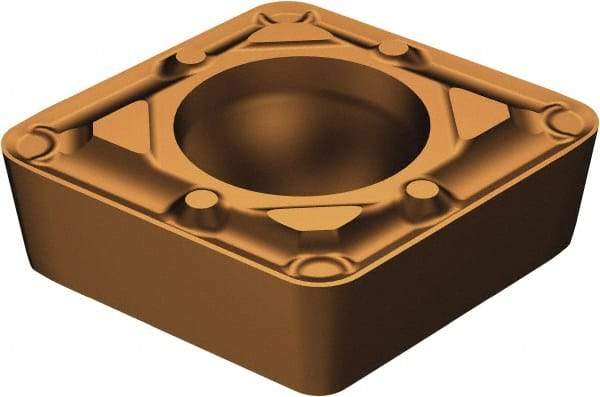 Sandvik Coromant - CCMT21.51 WF Grade 1125 Carbide Turning Insert - TiAlN/AlCr2O3 Finish, 80° Diamond, 1/4" Inscr Circle, 3/32" Thick, 1/64" Corner Radius - Eagle Tool & Supply
