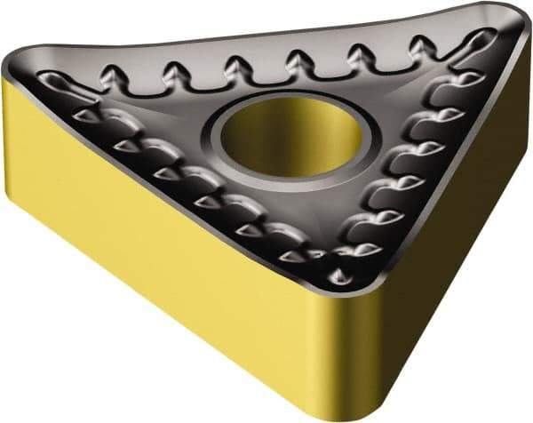 Sandvik Coromant - TNMM332 QR Grade 4335 Carbide Turning Insert - TiCN/AI2O3/TiN Finish, 60° Triangle, 3/8" Inscr Circle, 3/16" Thick, 1/32" Corner Radius - Eagle Tool & Supply