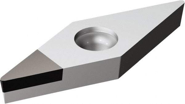 Sandvik Coromant - VCMW21.51 FP Grade CD10 Polycrystalline Diamond (PCD) Turning Insert - Uncoated, 35° Diamond, 1/4" Inscr Circle, 3/32" Thick, 1/64" Corner Radius - Eagle Tool & Supply