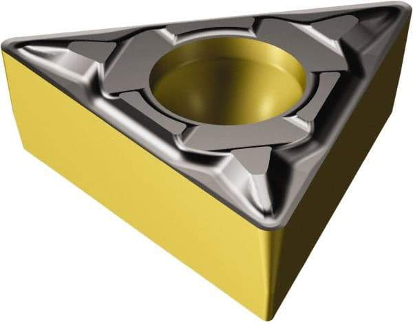 Sandvik Coromant - TPMT1.81.51 PF Grade 4325 Carbide Turning Insert - TiCN/Al2O3/TiN Finish, 60° Triangle, 7/32" Inscr Circle, 3/32" Thick, 1/64" Corner Radius - Eagle Tool & Supply