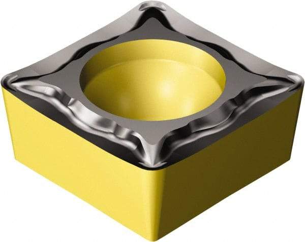 Sandvik Coromant - SCMT32.52 UM Grade 1515 Carbide Turning Insert - TiCN/Al2O3/TiN Finish, 90° Square, 3/8" Inscr Circle, 5/32" Thick, 1/32" Corner Radius - Eagle Tool & Supply