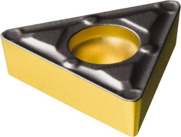 Sandvik Coromant - TCMX32.52 WF Grade 1515 Carbide Turning Insert - TiCN/Al2O3/TiN Finish, 60° Triangle, 3/8" Inscr Circle, 5/32" Thick, 1/32" Corner Radius - Eagle Tool & Supply