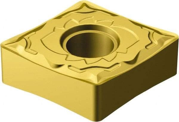Sandvik Coromant - CNMG431 SF Grade S05F Carbide Turning Insert - TiCN/AI2O3/TiN Finish, 80° Diamond, 1/2" Inscr Circle, 3/16" Thick, 1/64" Corner Radius - Eagle Tool & Supply